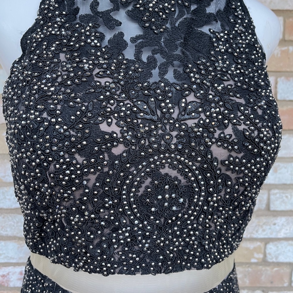 Elizabeth K black beaded evening dress sz XL